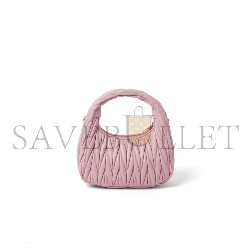 MIU MIU WANDER MATELASSÉ NAPPA LEATHER HOBO MINI BAG 5BC125 (17.5*14*5.5cm)